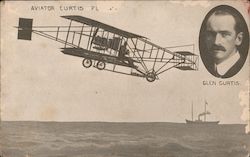 Aviator Glen Curtis Flying Postcard