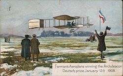 Farman's Aeroplane Winning the Archdeacon Deutsch Prize January 13th, 1908. Aircraft Postcard Postcard Postcard