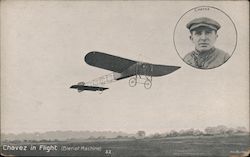 Chavez in Flight (Belriot Machine) Aviators Postcard Postcard Postcard