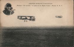 Female Aviator Grand Semaine D'Aviation Madame "De Laroche" en plein vol sur Biplan Volsin - Moteur E.N.V. France Postcard Postc Postcard