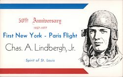 50th Anniversary of First New York-Paris Flight Chas. A. Lindbergh, Jr. Postcard