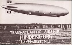 Trans -Atlantic Airship Hindenburg Airships Postcard Postcard Postcard