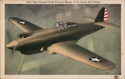 Fast New Curtiss P-40 Pursuit Plane, U.S. Army Air Corps Postcard