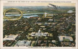 Sister ship of the "Spirit of St. Louis" flying over Washington from Washington Airport District Of Columbia Aircraft Postcard P Postcard