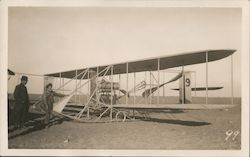 Two wing Airplane #9 in field Aircraft Postcard Postcard Postcard