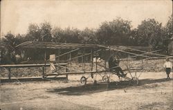 Two wing three wheeled no engine plane parked Aircraft Postcard Postcard Postcard