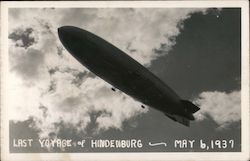 Last Voyage of Hindenburg May 6, 1937 Postcard