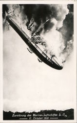 Zeppelin on Fire Postcard