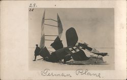 German Plane Crash WWI Postcard