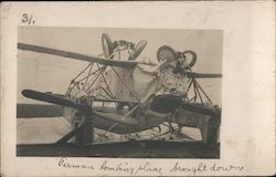 WWI German Bombing Plane that was Brought Down Aircraft Postcard Postcard Postcard