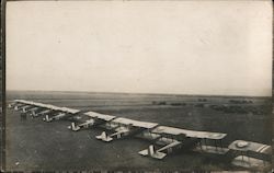 WWI Aircraft Lined up on a Field Postcard