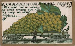 A Carload of California Grapes-The Don't Taste Near so Good where you are as they do here Your's Exaggeration Postcard Postcard Postcard