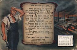 The Fruits of Labor - Fresno Savings Bank California Postcard Postcard Postcard