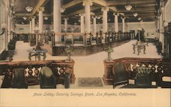 Main Lobby, Security Savings Bank Los Angeles, CA Postcard Postcard Postcard