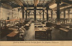 Banking Room, Security Savings Bank Los Angeles, CA Postcard Postcard Postcard