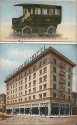 King Edward Hotel-Free Electric Auto Bus Meets All Trains Los Angeles, CA Postcard Postcard Postcard