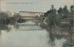 First Street Bridge, Napa River Postcard