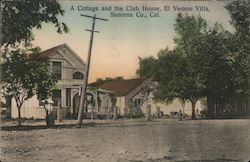 The Cottage and the Club House, El Verano Villa in Sonoma County Postcard