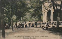 A Group of Summer Girls at El Verano Villa, Sonoma Co. Postcard