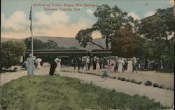 Arrival of Train, Boyes Hot Springs, Sonoma County, Cal. California Postcard Postcard Postcard