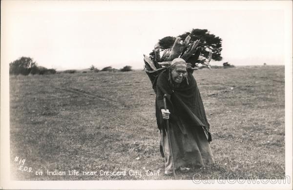 Indian Life Near Crescent City California E. D. S Postcard