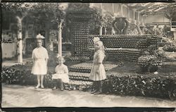 Girls Pose in Front of Roman Seat Exhibit - Citrus Fair 1912 Cloverdale, CA Postcard Postcard Postcard