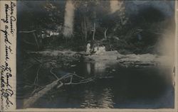 Camp Taylor, Group of women on riverbank Postcard