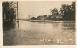 4th St. During storm Jan 25, 1914 Flood Coalinga, CA Postcard Postcard Postcard