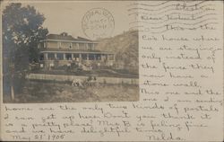 Large house on a hill with horse drawn carriage traveling up hill Electra, CA Postcard Postcard Postcard