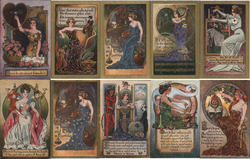 Lot of 9: C. Ryan Fantasy Women Postcard