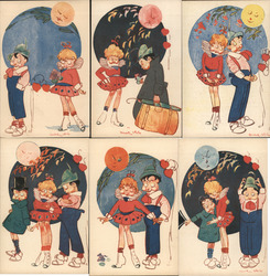 Set of 6: Italian Children, Romance Series 48 Postcard