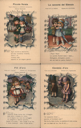 Lot of 4: Italian Children, Sheet Music Artist Signed Postcard Postcard Postcard