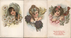 Lot of 3: Maud Humphrey Girls Postcard