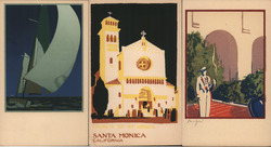 Lot of 3 Original Serigraphs: Santa Barbara/Santa Monica California Modern Postcard Postcard Postcard