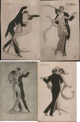 Set of 4: Couples Dancing Postcard