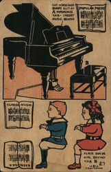 Fletcher cut out post card of kids playing piano Advertising Postcard Postcard Postcard