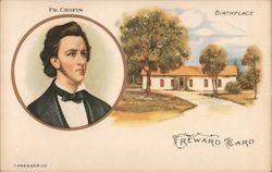 Fr. Chopin Portrait and birthplace-Reward Card - Biography card Composers Postcard Postcard Postcard