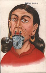 Woman with Lock & Key over Mouth Postcard