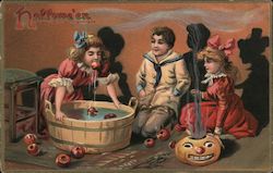 Hallowe'en children bobbing for apples Series 150 Halloween Postcard Postcard Postcard