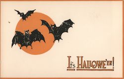 It's Halloween!  Bats & Moon Postcard Postcard Postcard