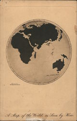 A map of the world, as seen by Him. Gibson Girl Face on Globe. No. 128 Postcard