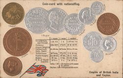 Coin-card with nationalflag - Empire of British India and Ceylon Money & Coins Postcard Postcard Postcard