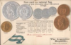 Collection of Coins with conversion chart Money & Coins Postcard Postcard Postcard