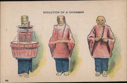 Evolution of a Chinaman Comic, Funny Postcard Postcard Postcard