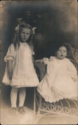 Two Young Children Posing Postcard