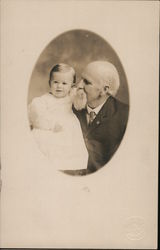 Older man with young child portrait Postcard