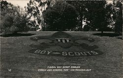 Floral Boy Scout Emblem. Cypress Lawn Memorial Park Postcard