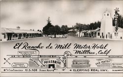 El Rancho de Mill Motor Hotel Millbrae, CA Postcard Postcard Postcard