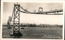 View of San Francisco and S.F. Oakland Bay Bridge construction California Piggott Postcard Postcard Postcard