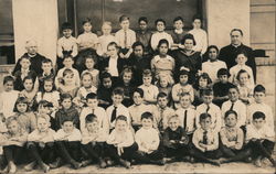 Class Photo of Children and Priests School and Class Photos Postcard Postcard Postcard